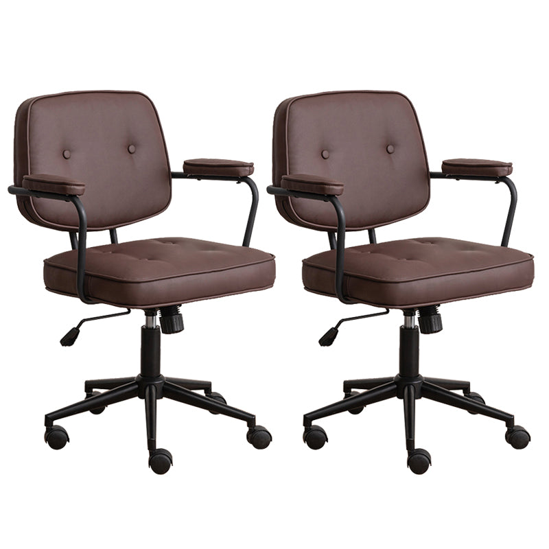 Minimalist Style Swivel Leather Dining Chair Open Back Dining Side Chair