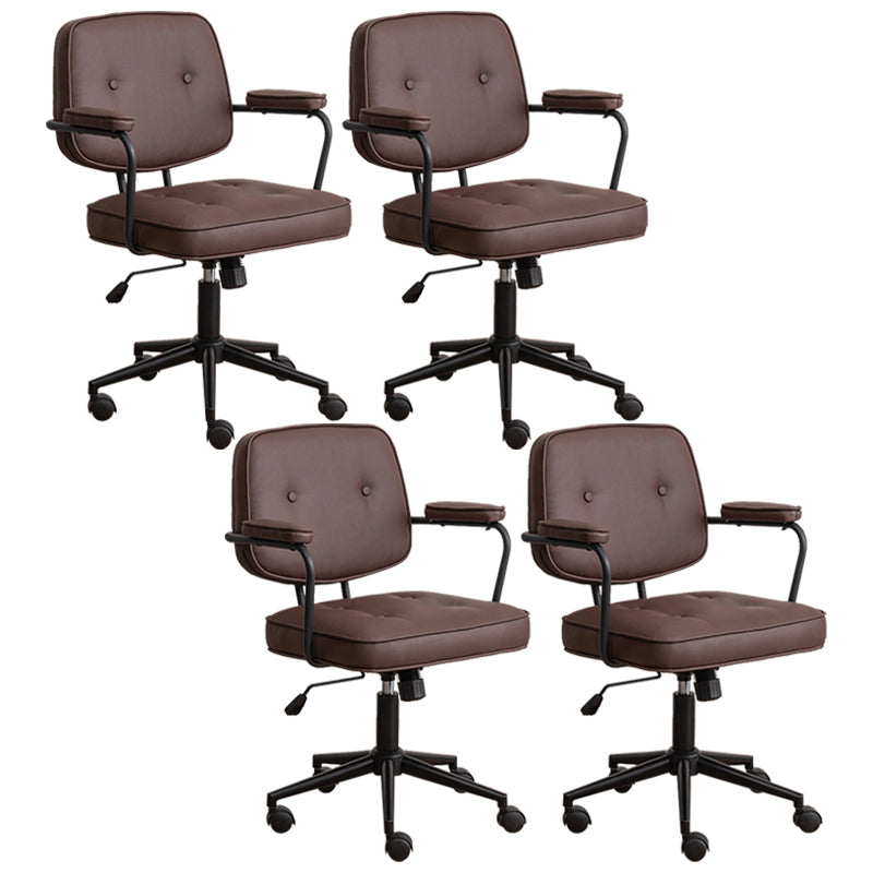 Minimalist Style Swivel Leather Dining Chair Open Back Dining Side Chair