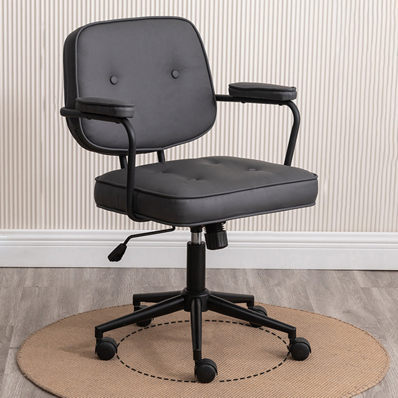 Minimalist Style Swivel Leather Dining Chair Open Back Dining Side Chair