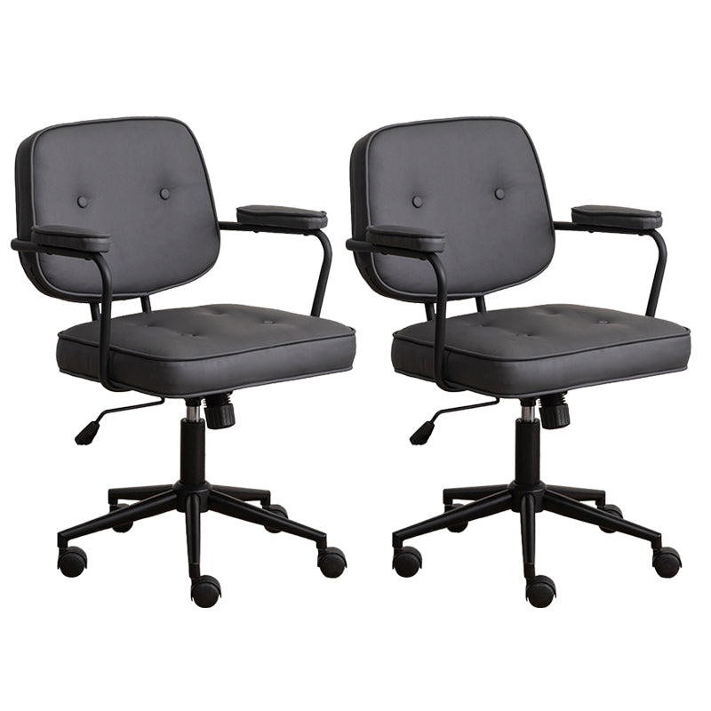 Minimalist Style Swivel Leather Dining Chair Open Back Dining Side Chair