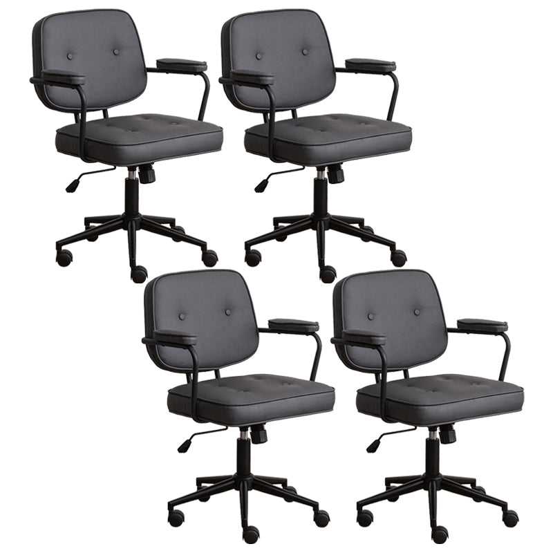 Minimalist Style Swivel Leather Dining Chair Open Back Dining Side Chair