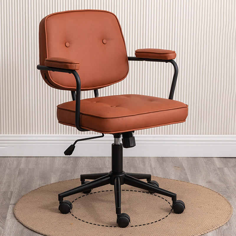 Minimalist Style Swivel Leather Dining Chair Open Back Dining Side Chair