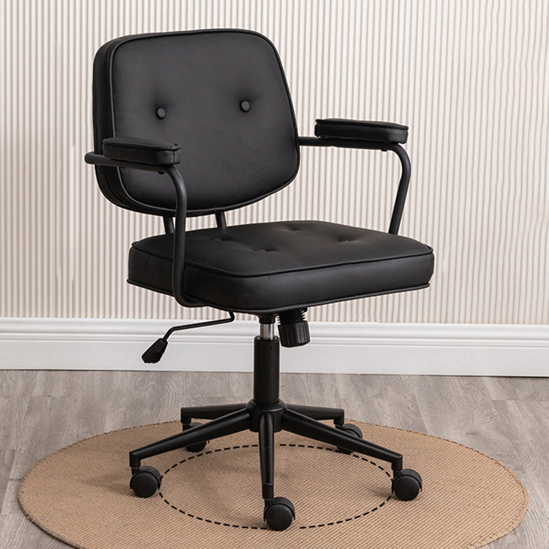 Minimalist Style Swivel Leather Dining Chair Open Back Dining Side Chair