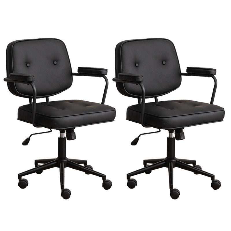 Minimalist Style Swivel Leather Dining Chair Open Back Dining Side Chair