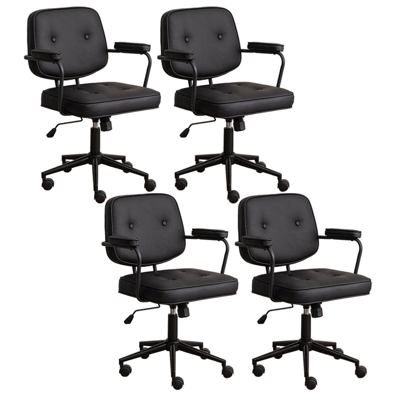 Minimalist Style Swivel Leather Dining Chair Open Back Dining Side Chair