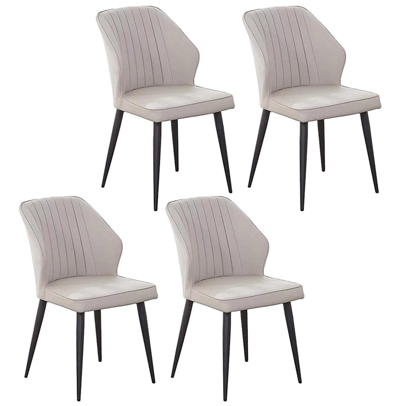 Modern Style Dining Side Chair with Metal Legs Armless Chair for Kitchen