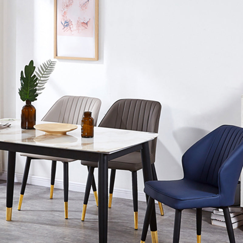 Modern Style Dining Side Chair with Metal Legs Armless Chair for Kitchen