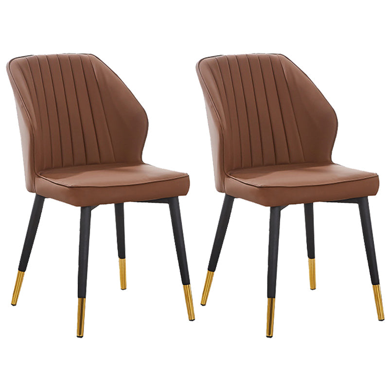 Modern Style Dining Side Chair with Metal Legs Armless Chair for Kitchen
