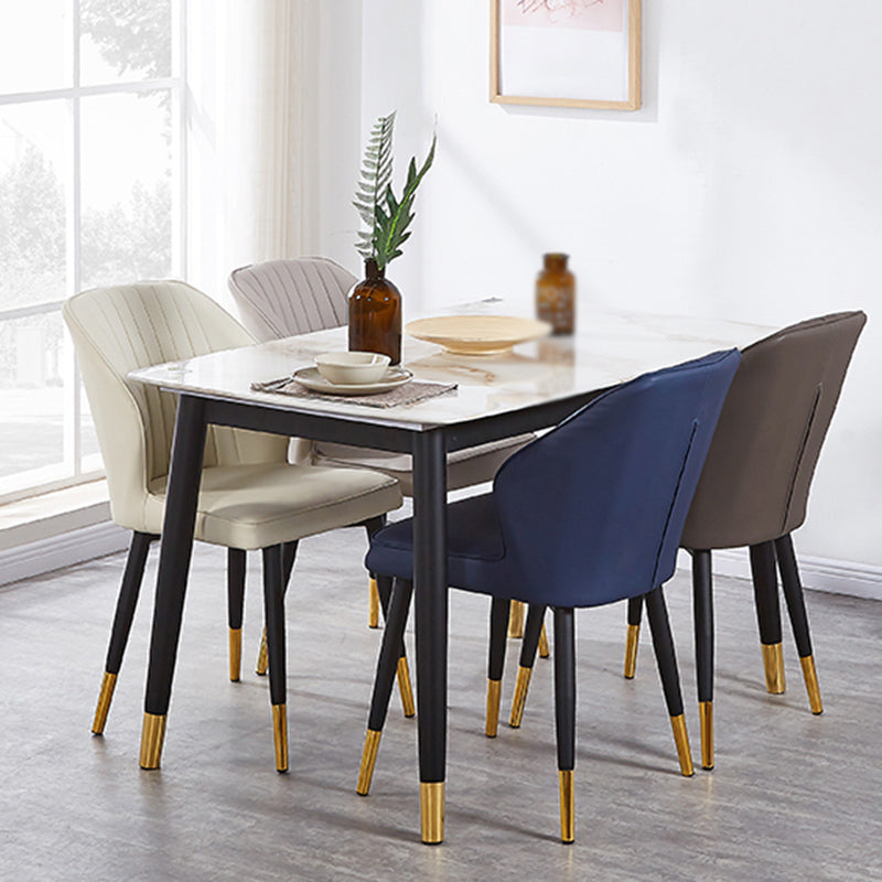Modern Style Dining Side Chair with Metal Legs Armless Chair for Kitchen