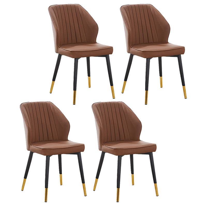 Modern Style Dining Side Chair with Metal Legs Armless Chair for Kitchen