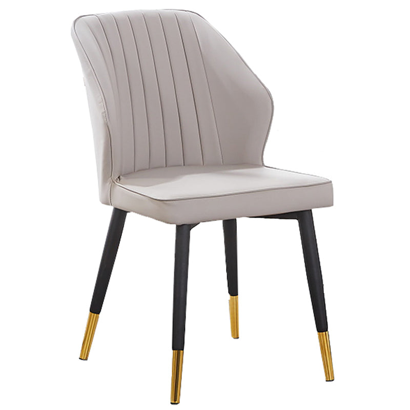 Modern Style Dining Side Chair with Metal Legs Armless Chair for Kitchen