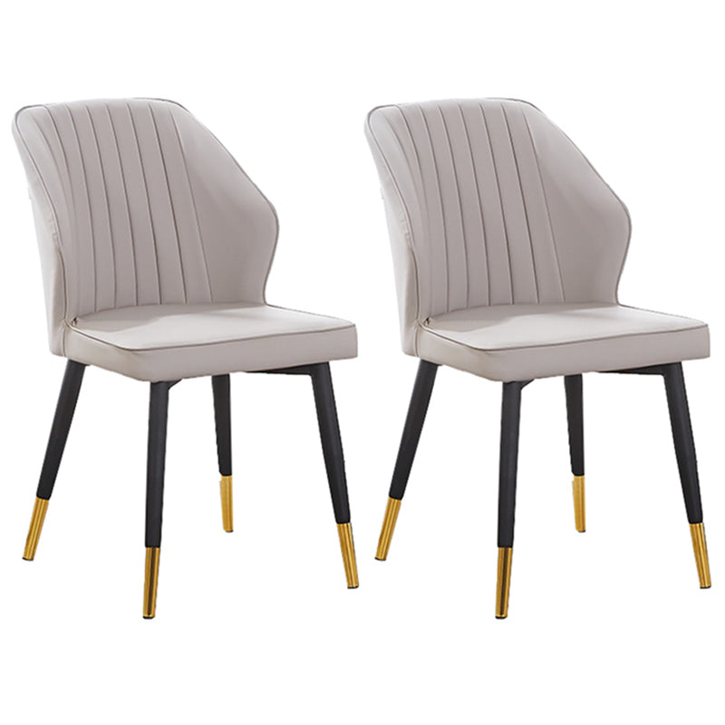 Modern Style Dining Side Chair with Metal Legs Armless Chair for Kitchen