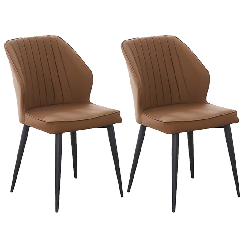 Modern Style Dining Side Chair with Metal Legs Armless Chair for Kitchen
