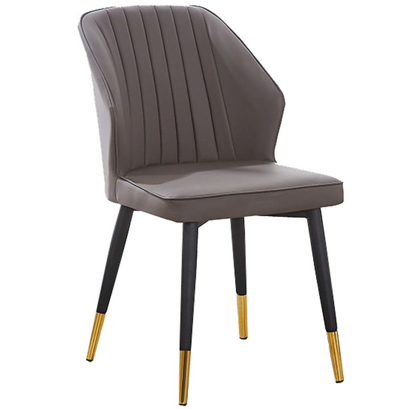 Modern Style Dining Side Chair with Metal Legs Armless Chair for Kitchen