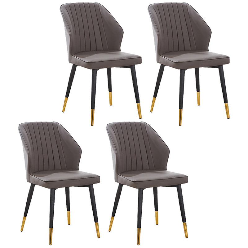 Modern Style Dining Side Chair with Metal Legs Armless Chair for Kitchen