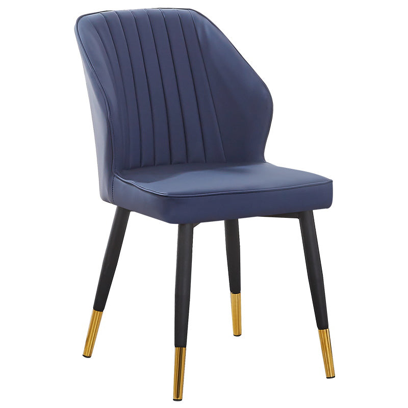 Modern Style Dining Side Chair with Metal Legs Armless Chair for Kitchen