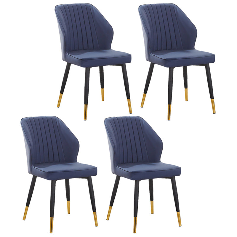 Modern Style Dining Side Chair with Metal Legs Armless Chair for Kitchen