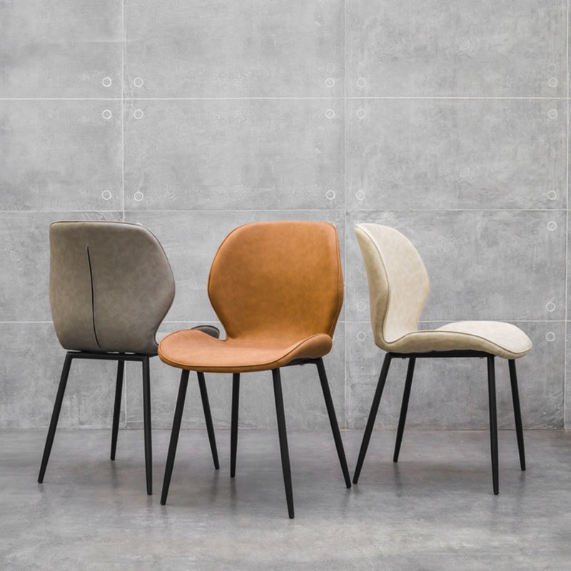 PU Leather Scandinavian Restaurant Side Chair Parsons Matte Finish Dining Chair