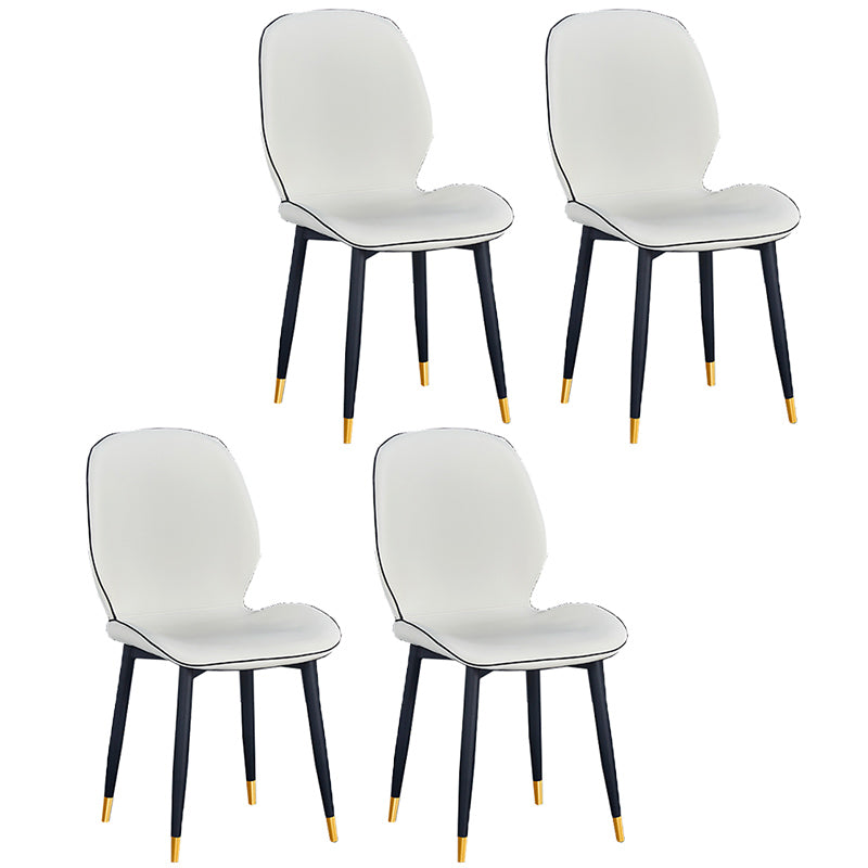 Chaise d'appoint scandinave pour la maison, chaise de salle à manger rembourrée en métal à dossier solide
