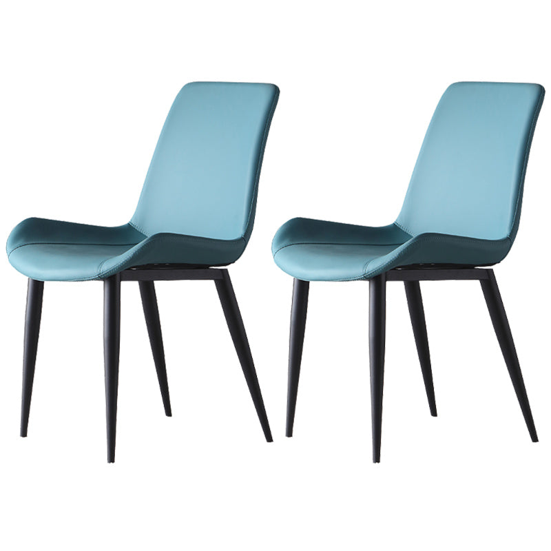 Leather Contemporary Restaurant Side Chair Parsons Matte Finish Dining Chair