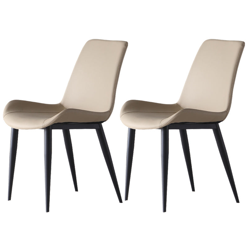 Leather Contemporary Restaurant Side Chair Parsons Matte Finish Dining Chair