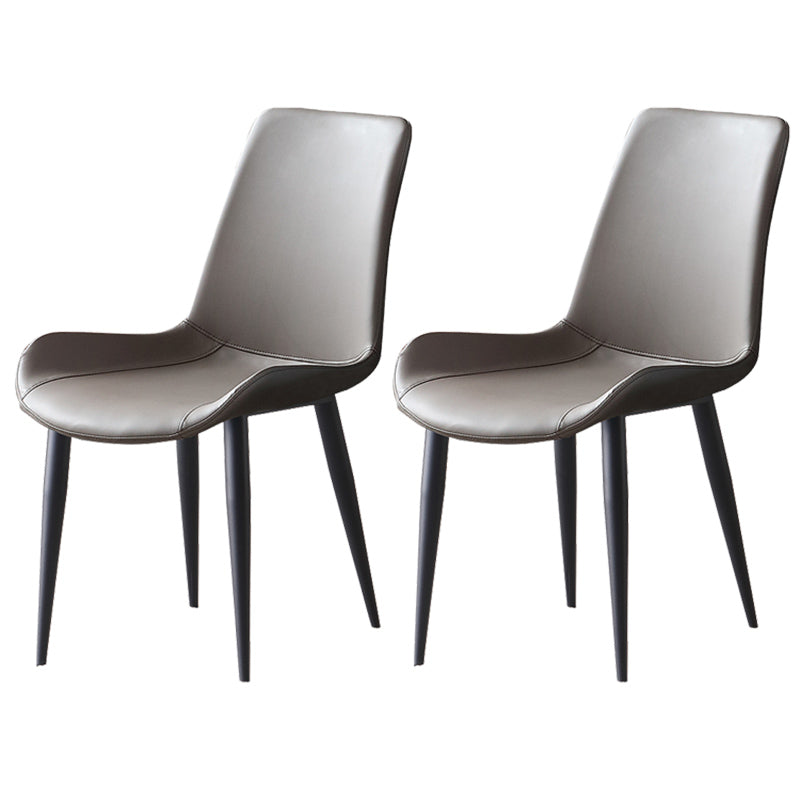 Leather Contemporary Restaurant Side Chair Parsons Matte Finish Dining Chair