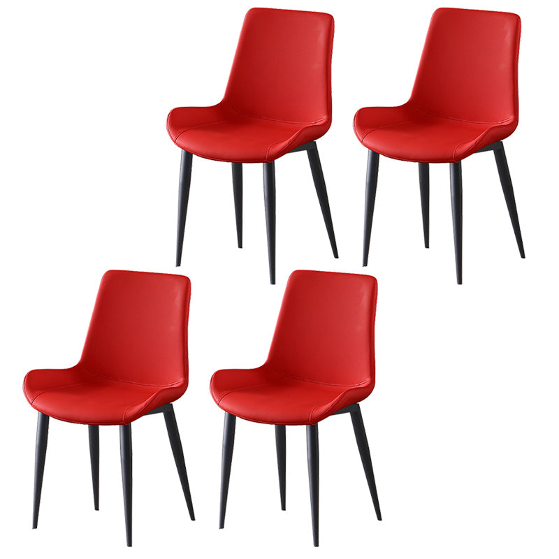 Leather Contemporary Restaurant Side Chair Parsons Matte Finish Dining Chair