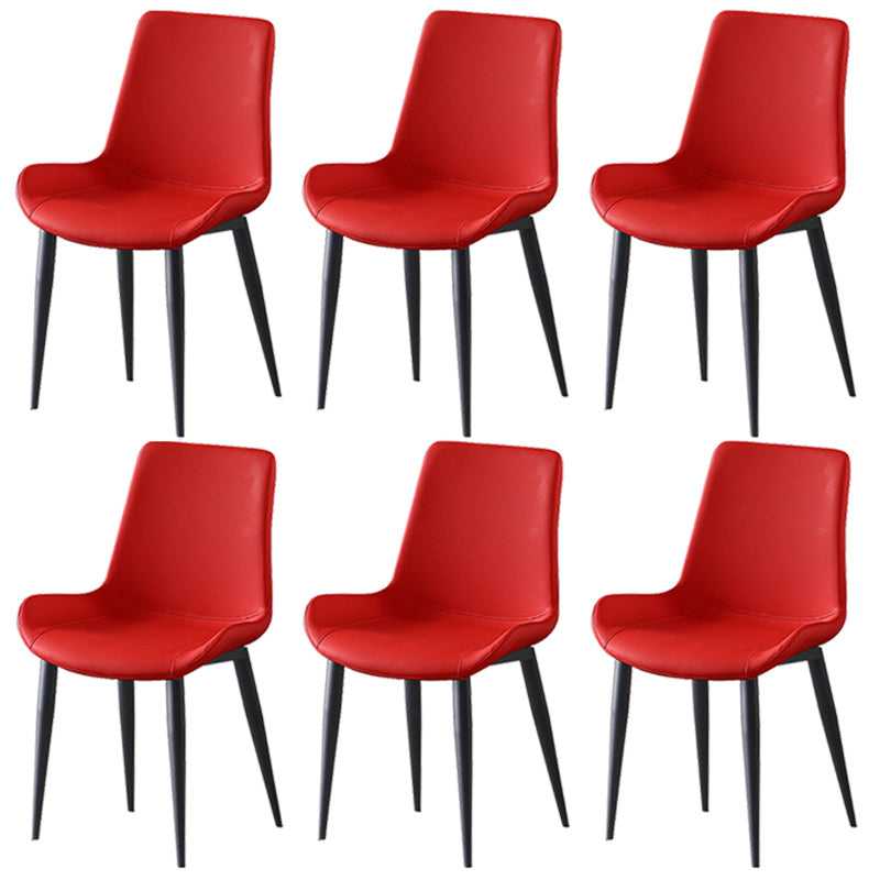 Leather Contemporary Restaurant Side Chair Parsons Matte Finish Dining Chair