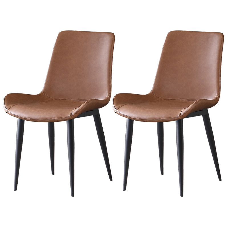 Leather Contemporary Restaurant Side Chair Parsons Matte Finish Dining Chair