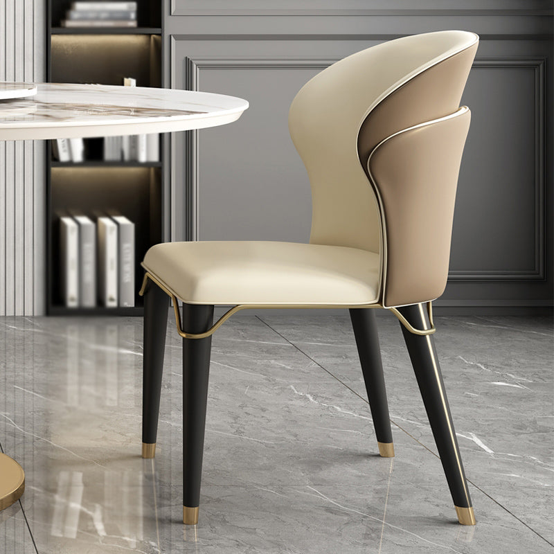 Minimalist Style Leather Dining Side Chairs Wingback Armless Chairs for Home Use
