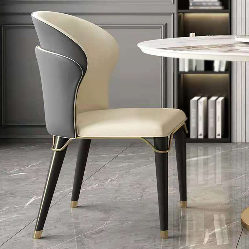 Minimalist Style Leather Dining Side Chairs Wingback Armless Chairs for Home Use