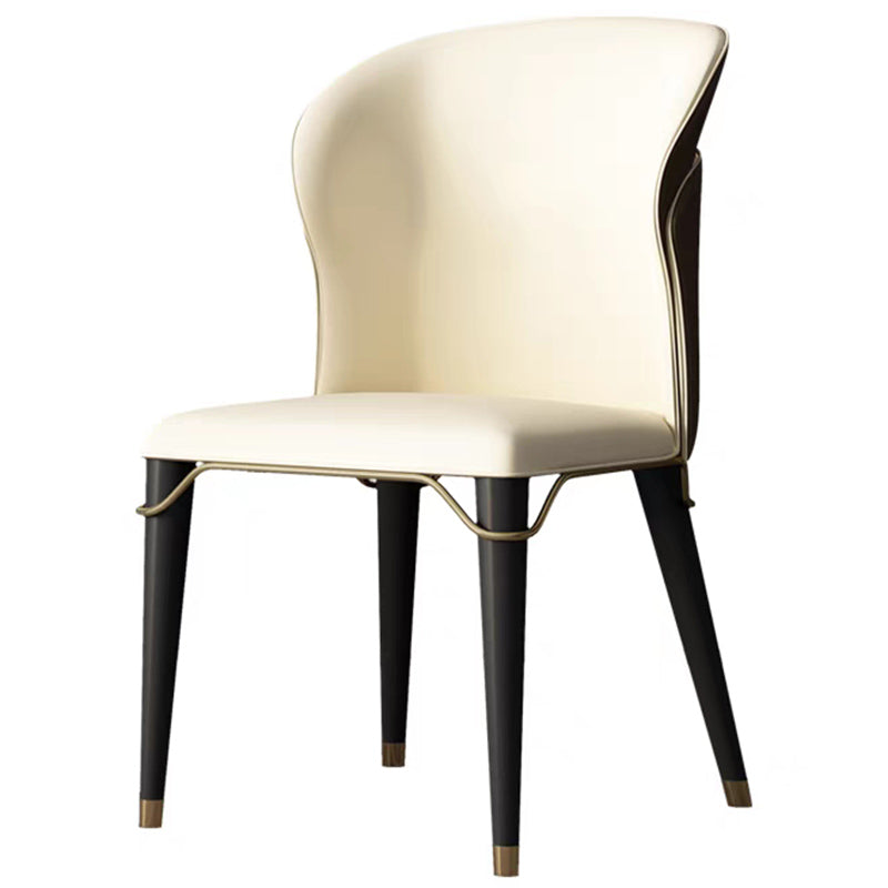 Minimalist Style Leather Dining Side Chairs Wingback Armless Chairs for Home Use