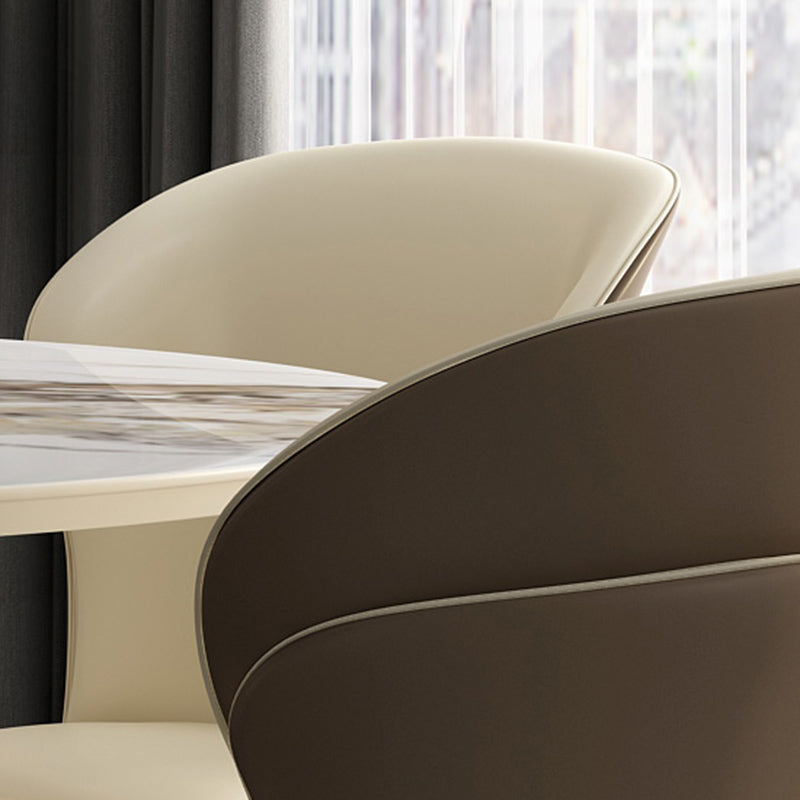 Minimalist Style Leather Dining Side Chairs Wingback Armless Chairs for Home Use