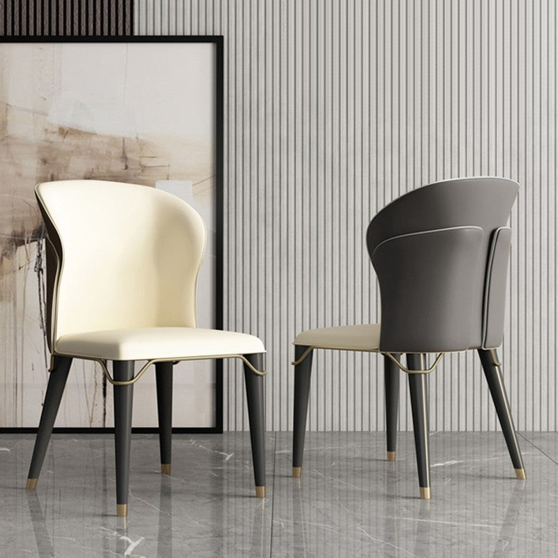 Minimalist Style Leather Dining Side Chairs Wingback Armless Chairs for Home Use