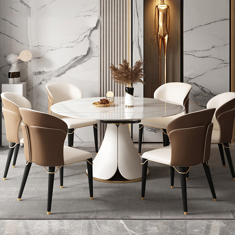 Minimalist Style Leather Dining Side Chairs Wingback Armless Chairs for Home Use
