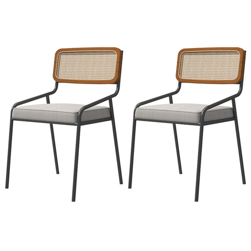 Industrial Style Linen Fabric Dining Chairs Open Back Dining Side Chairs