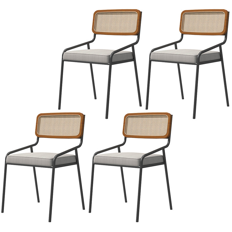 Industrial Style Linen Fabric Dining Chairs Open Back Dining Side Chairs