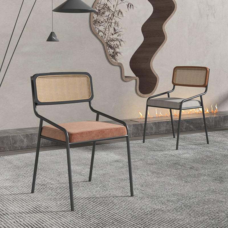 Industrial Style Linen Fabric Dining Chairs Open Back Dining Side Chairs