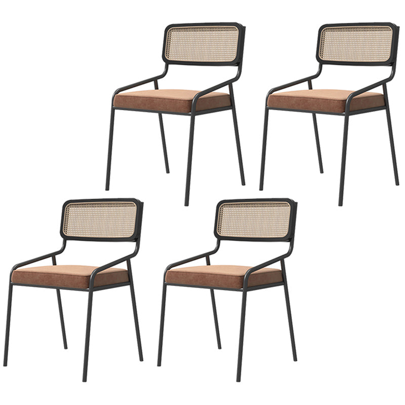 Industrial Style Linen Fabric Dining Chairs Open Back Dining Side Chairs