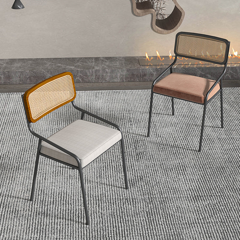 Industrial Style Linen Fabric Dining Chairs Open Back Dining Side Chairs