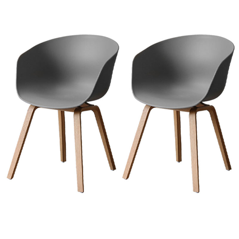 Zeitgenössischer Stil Plastik Esszimmerstuhl Küchenarm Stuhl mit Holzbeinen