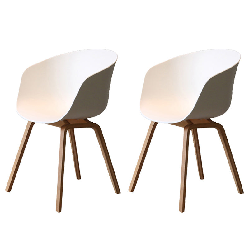 Zeitgenössischer Stil Plastik Esszimmerstuhl Küchenarm Stuhl mit Holzbeinen