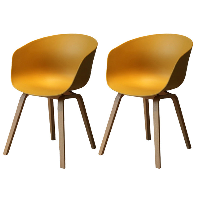 Zeitgenössischer Stil Plastik Esszimmerstuhl Küchenarm Stuhl mit Holzbeinen