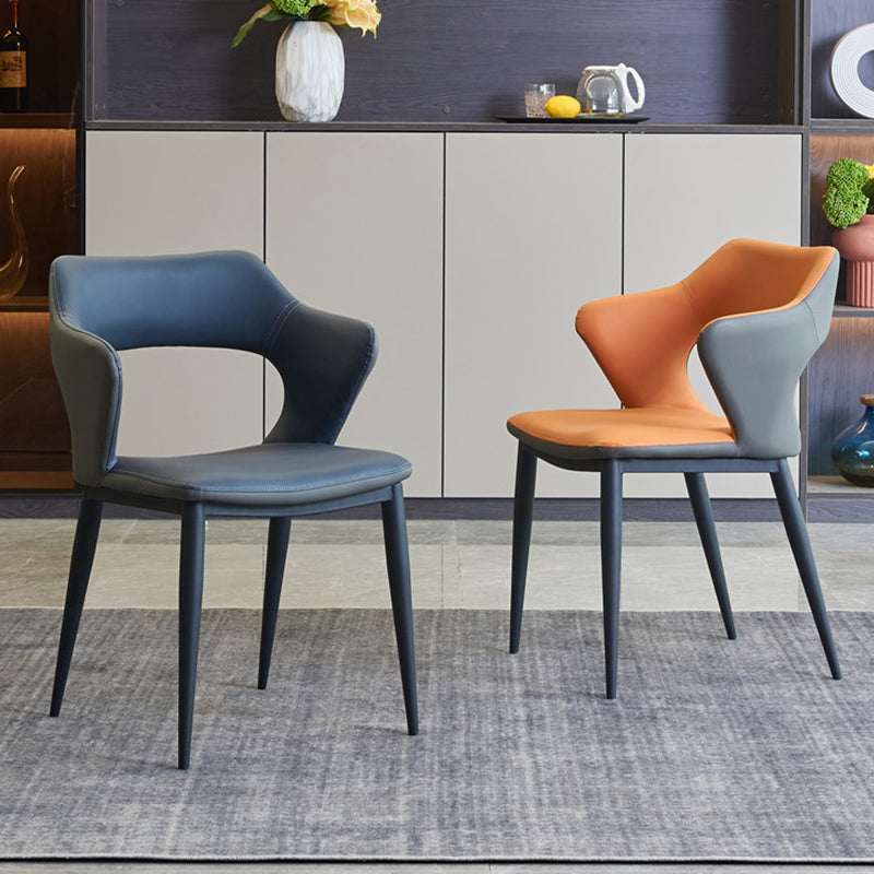 Contemporary Style Metal Dining Chairs Open Back Side Chairs for Kitchen