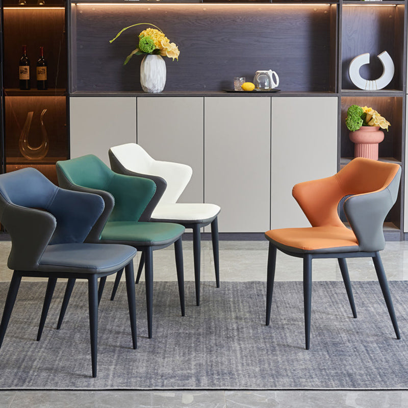 Contemporary Style Metal Dining Chairs Open Back Side Chairs for Kitchen