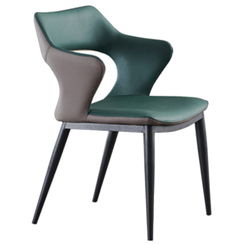 Contemporary Style Metal Dining Chairs Open Back Side Chairs for Kitchen