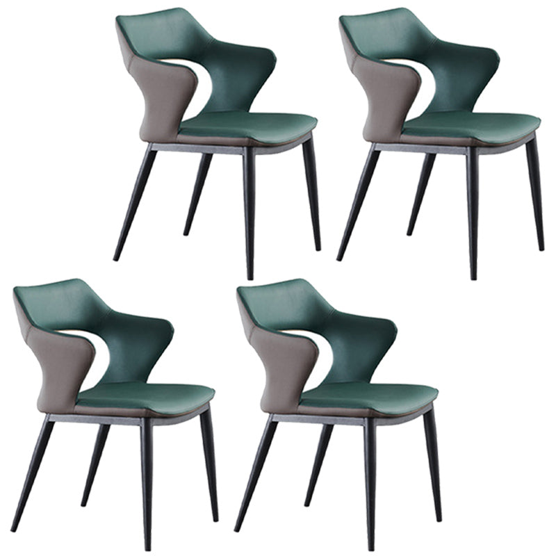 Contemporary Style Metal Dining Chairs Open Back Side Chairs for Kitchen
