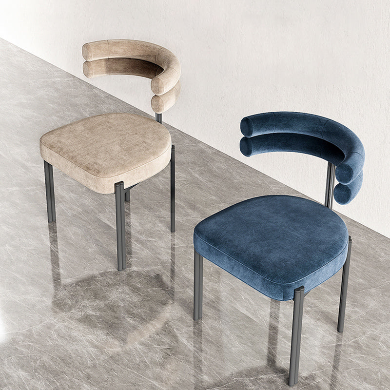 Scandinavian Style Upholstered Side Chairs Open Back Dining Side Armless Chair