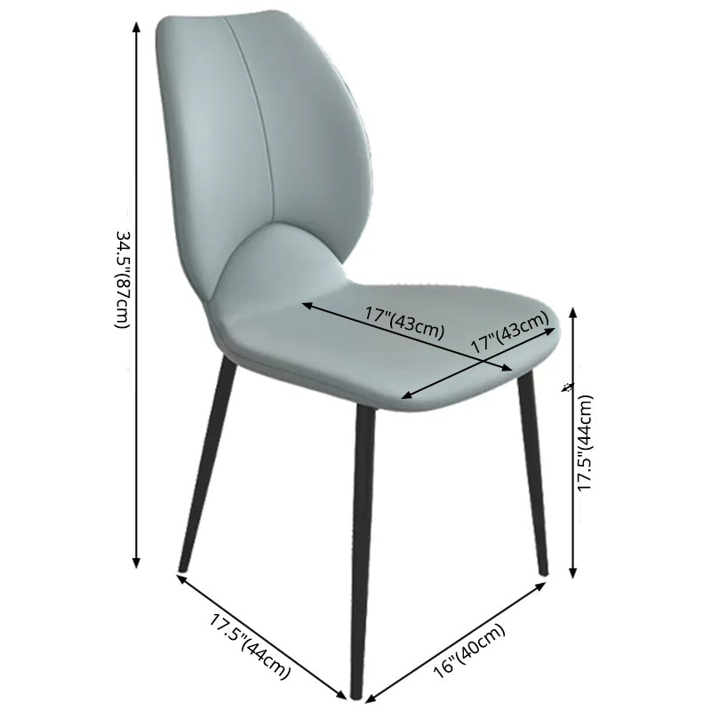 Contemporary Style Metal Dining Chairs Wingback Side Armless Chairs for Kitchen