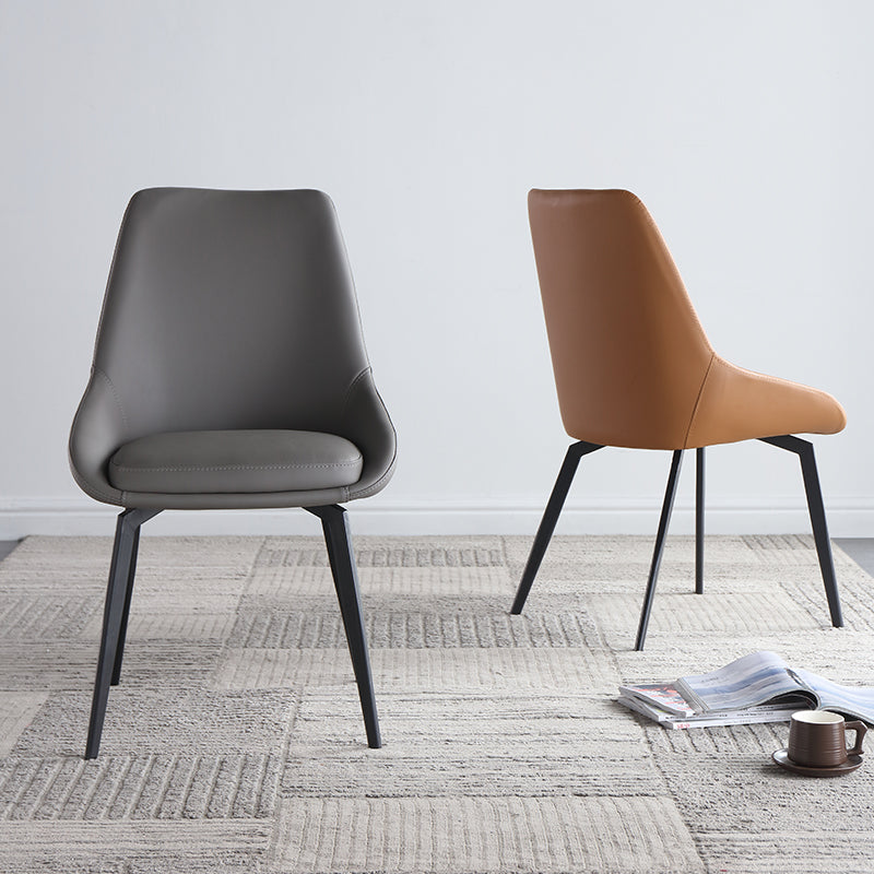 Contemporary Style Leather Chair Armless Parsons Chair with Metal Legs for Kitchen